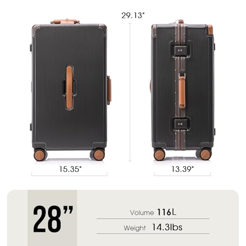 Apelila 28-Inch Wide Handle Hardshell Spinner Luggage - 116L Large Capacity with 360° Silent Wheels - TSA Lock & Aluminum Corner Guards - Lightweight PC+ABS for International Travel