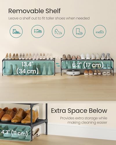 Image of SONGMICS Shoe Rack, Space-Saving, Entryway, Metal Frame | Space-Saving Shoe Storage Organizer, Non-Woven Fabric Shelves, ULSH032BH01