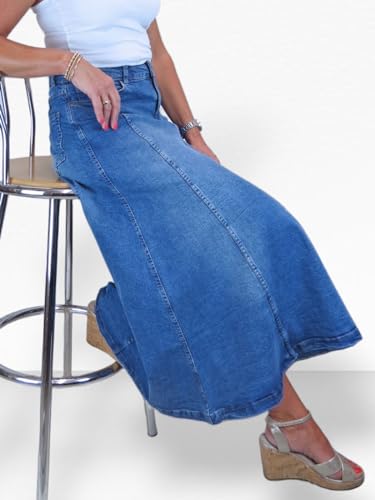 Jeansrock Paulo Due Damen Stretch Denim Maxi in Blau