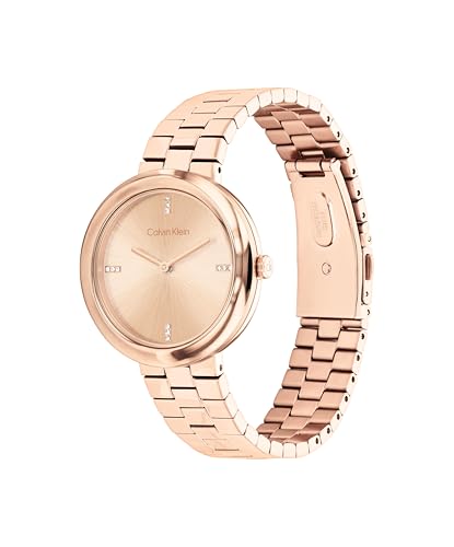 Calvin Klein Orologio Con Movimento Al Quarzo A Due Lancette da Donna Collezione TWISTED BEZEL con Cinturino in Acciaio Inossidabile di Color Oro Rosa - 25100095, Full Carnation Gold - Immagine 1