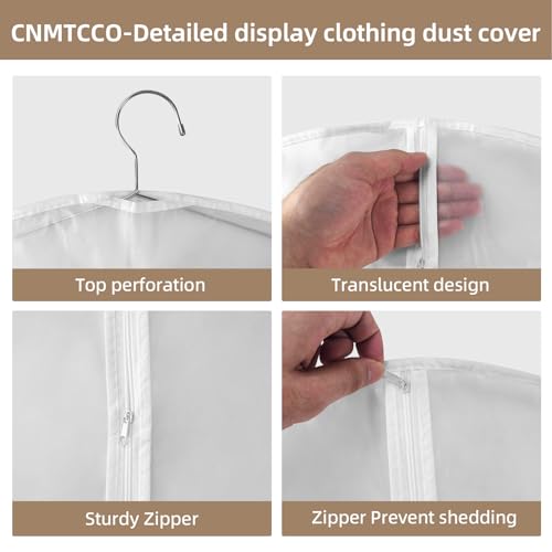 CNMTCCO Transparent Dustproof Suit Covers Set of 6, 60 x 100 cm Dustproof Rain Resistant Suitable for Storage and Protection of Dresses Jackets and Evening Shirts - Image 5