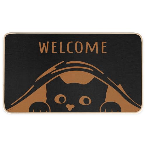 Miss Adola Door Mat, Home Decor, 17x29 Inch, Peeking Cat