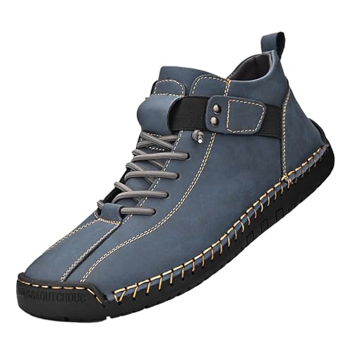Zapatos de cuero para hombre, hechos a mano, con cremallera lateral, zapatos informales para hombre, zapatos de piel alta, zapatos de caminar, suela plana, zapatos de fitness, antideslizantes, zapatos