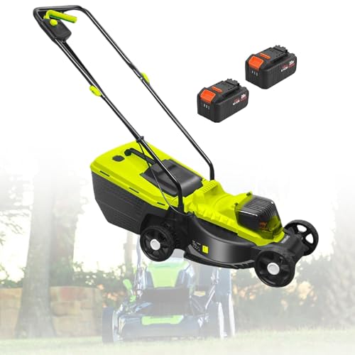 GAYAYAS 1600W Cordless Electric Battery Walk Behind Self Propelled Lawn Mower, Electric Rotary Lawnmower, 33 cm Cutting Width, 45 Litre Grass Box