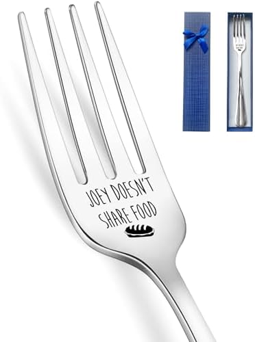 HSSPIRITZ Joey Doesn’t Share Food Funny Engraved Stainless Steel Fork,Best Bread Cake Dessert Fork,Best Friends TV Show Fans gift,for Women,Men,Kid,Sister,Parents Birthday Christmas Thanksgiving Gifts