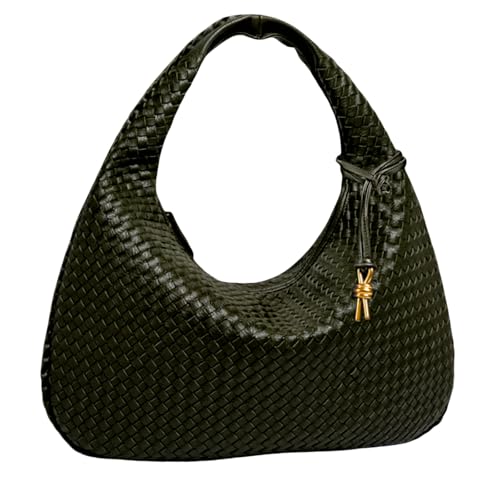 Woven Bag Leather Hobo handbags for Women, Top-handle Shoulder Tote Braided Bag Underarm Purse