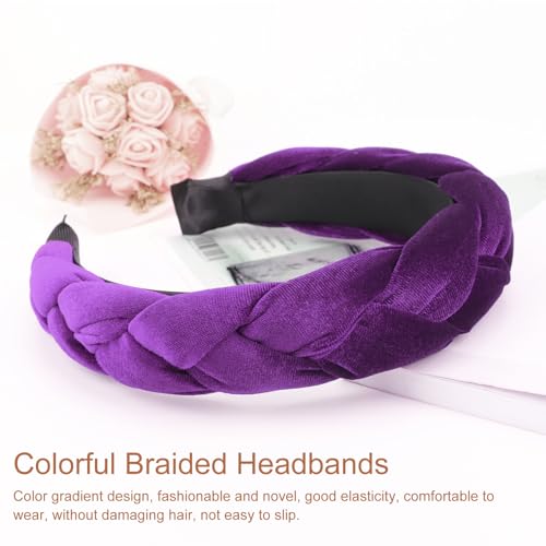 Image of DRESHOW Braided Headbands for Women Velvet Hair Hoop Elastic Criss Cross Hair Bands Accessories