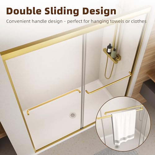 Image of Royal Guard Double Sliding Shower Door,44-48 inch W x 70 inch H,Brush Gold