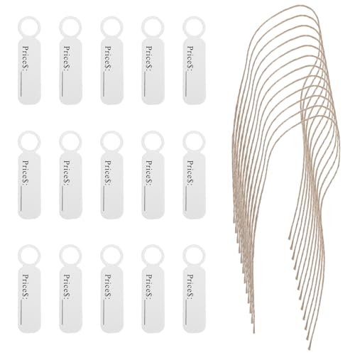 MAGICLULU Etiquetas de Precio DIY en Color 500 Piezas con Cuerda de Yute Etiquetas Colgantes para Ropa Joyería y Venta Minorista para Organización y Exhibición en Tiendas