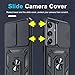 Janmitta Compatible with Samsung Galaxy S24 FE Case Built in Slide Camera Lens Cover+Screen Protector+Finger Ring Holder Kickstand,Heavy Duty Shockproof Full Body Phone Cover,2024 Black