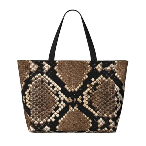 Sac de plage imprimé peau de serpent grand format avec poignées souples