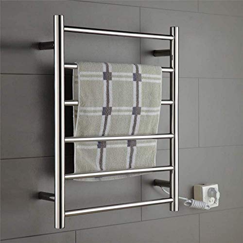 Calentador de Toallas, toallero calefactado, radiador de baño de Pared con 6 Varillas calefactoras, toallero eléctrico de Acero Inoxidable 304.