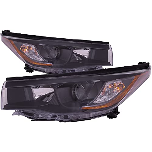 PERDE Headlights Set Black Housing With Clear Lens Compatible with Toyota Highlander 2014-2016