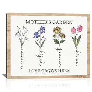 Personalized Mothers Day Birthday Gifts For Mom, Custom Mothers Garden Mom Gifts From Daughter Son, Customized Birth Flower Canvas Wall Art With Name, Unique Gifts For Mom Grandma Wife Women Personalized Mothers Day Birthday Gifts For Mom Custom Mothers Garden Mom Gifts From Daughter Son Customized Birth Flower Canvas Wall Art With Name Unique Gifts For Mom Grandma Wife Women