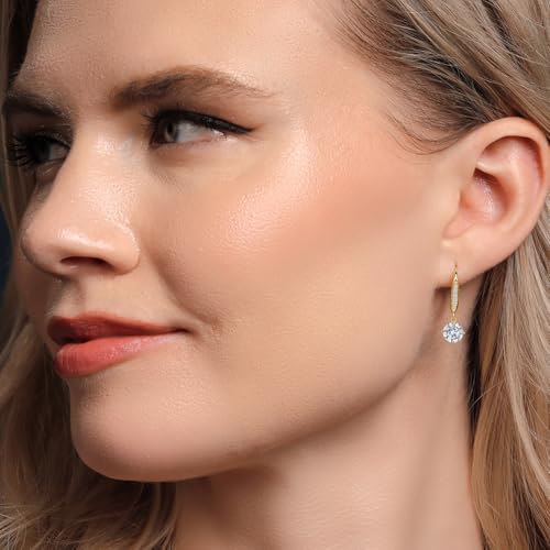 2.09 Cttw 10K Yellow Gold IGI Certified Lab Grown Diamond Drop Earrings For Women | Each 1 Ct Round 6.5MM | E-F Color | VS1-VS2 Clarity | Lab Grown Diamond Accents | Fine Gold Jewelry for Her Mom Wife3