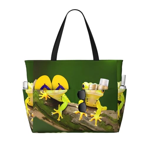 Sac à bandoulière imperméable deux geckos grand format pour plage et gym