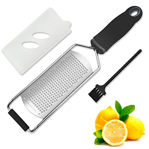 ISZW-Professional-Cheese-Graters-for-Kitchen-Stainless-Steel-Handheld-Metal-Lemon-Zester-Grater-With-Handle-For-Cheese-Chocolate-Spices-Kitchen-Gadgets-And-Tools-Soft-Grip-Handle-Black