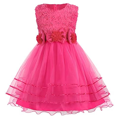 Discoball Girls Rose Flower Bow Tie Dress Cover
