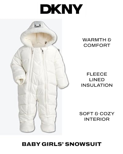 DKNY Baby Girls' Snowsuit - Fleece Lined Hooded Winter Pram - Outerwear Snow Coat for Toddlers & Babies (Infant Sizes: 0-24M)2