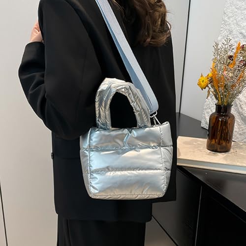 Quilted Metallic Lightweight Phone Crossbody Purse, Puffer Small Tote Bag Soft Padded Adjustable Strap, Women Shoulder Bag3