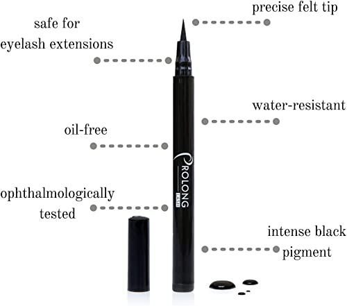 Prolong Lash Oil Free Liquid Black Eyeliner Pen for Eyelash Extensions - Water Resistant - Paraben & Sulphate Free - Vegan - 0.5ml - Image 3