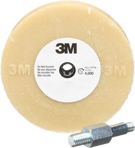 3M Stripe Off Wheel Adhesive Remover Eraser Wheel Removes Decals, Stripes, Vinyl, Tapes and Graphics 4” Diameter x 5/8” Thick 3/8-16 Threaded Mandrel 07498, (Pack of 5)