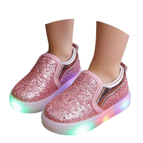 Zapatillas deportivas para niñas con luces LED intermitentes, zapatos casuales brillantes, suela de plataforma transpirable para niños, Rosa., 25 EU