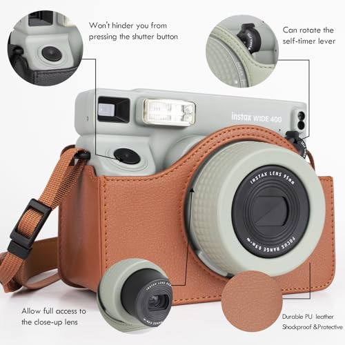 Funda protectora para cámara Fujifilm Instax Wide 400 retró marrón miniatura 5