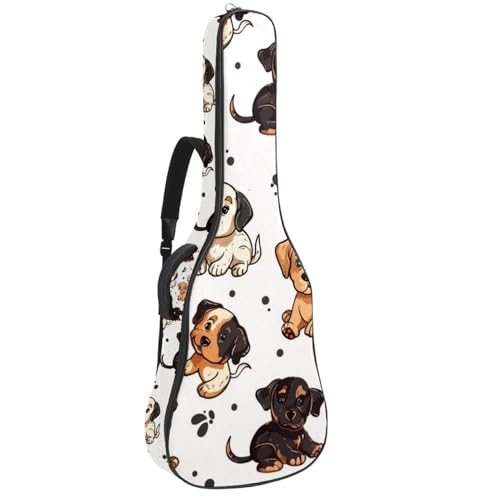 Sac à dos guitare acoustique imperméable motif chiens pour trajets et cours