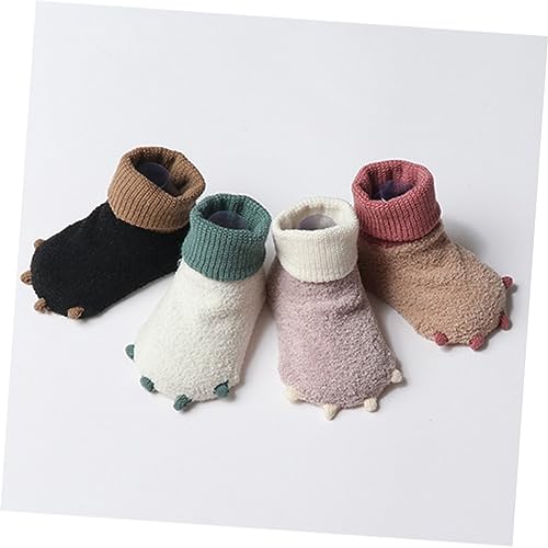 Milisten Non Slip Winter Socks Thickened Warm Crew Socks for Boys and Soft Comfortable Sole Stocking Cute Paw Pattern Cozy Footwear for Cold Weather3