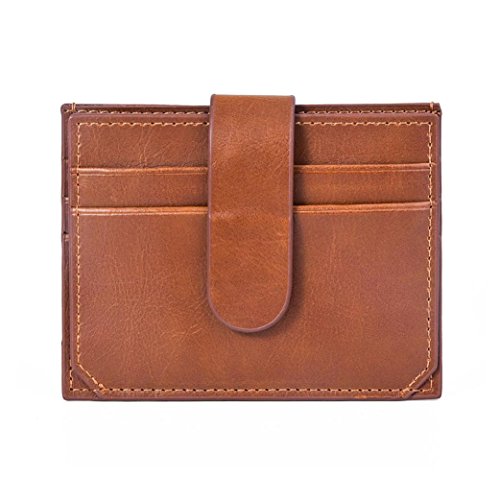 Preisvergleich Produktbild YULAND Geldbeutel Männer - Frauen Leder Kleine ID Kreditkarten Halter Schlanke Tasche - Brieftasche (Brown)