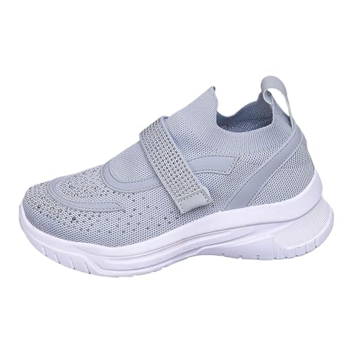 Chaussures de sport décontractées grises en 39, baskets tendance avec strass confortables