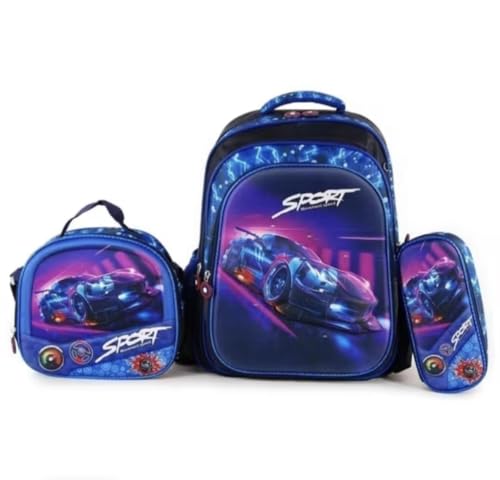 Kit escolar infantil, Mochila, Lancheira Térmica e Estojo Em 3D - Menino com Lâmpada Led (3)