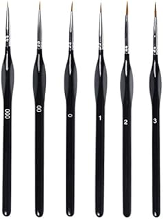 HTHL 6PCS Fine Detail Paint Brushes Set, Miniature Painting Brushes for Mini Detailing Art Painting-Acrylic, Oil, Watercolor, Gouache, Face, Nails Art, Models and Line Painting(Black)