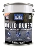 Siramico Coatings Liquid Rubber Roof Coating | 5 Litres | Instant Leak Seal Technology I Quick Drying, One Coat Waterproofing Sealant | Black, Grey & Clear (Black, 5 Liters)