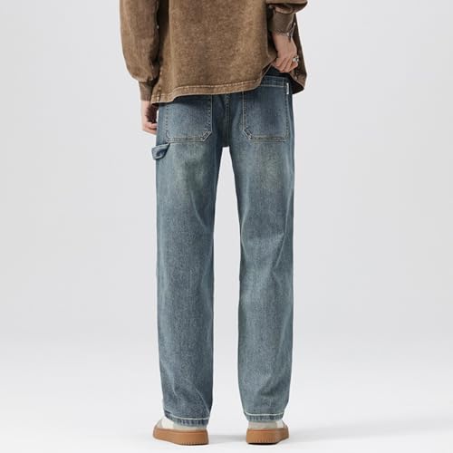 Jeans Pants Trousers Denim Spring and Autumn Stretch High Street Loose Wide Leg Long Haren Men's Floor4