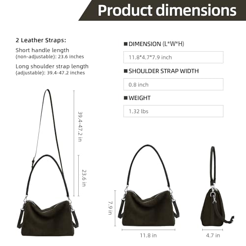 Image of Suede Tote Bags for Women, Suede Purse Handbag Vintage Slouchy Hobo Shoulder Crossbody Bag