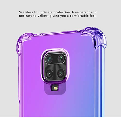 Cover Dedux Per Xiaomi Redmi Note 9S/9 Pro/9 Pro Max, Custodia Trasparente Con Effetto Gradiente Rosa/viola, TPU Morbido, Angoli Rinforzati