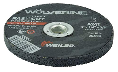 Image of Weiler 56064 3-Inch Cutting Wheel, Wolverine AO Steel /Metal Fast Cutting, Value Snagging, 1 /4 inch A24T Type 1 3 /8 inch Arbor (Pack of 40)
