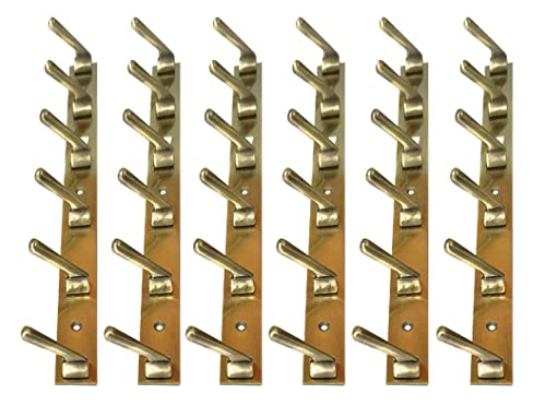 Image of Metal Antique Brass Colour 6 Pin (Pack of 6) Cloth Hangers for Wall Door Cloth Hook Bathroom Wall Hooks Rail for Hanging Clothes,Towel Bathroom Accessories.