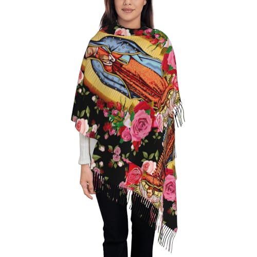 Virgen De Guadalupe Blanket Scarf2