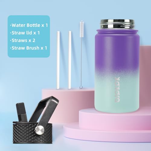 Image of BJPKPK Insulated Water Bottle, 15oz Stainless Steel with Straw Lid