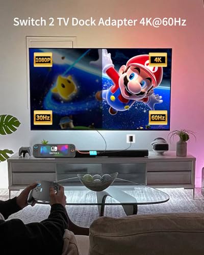 Switch 2 TV Dock Docking Station for Nintendo 2,Portable 2025 New Models Adapter Support 4K/60HZ Switch 2 TV Dock Mode, (Blue and Red)