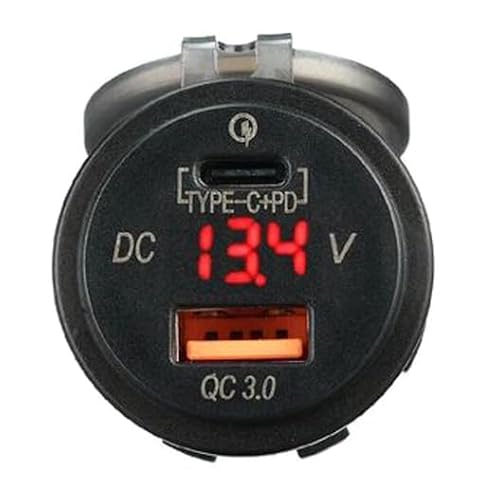 Car Cigarette Lighter Socket Fast Charging, 3000mA Output, 6-32V Measurable Voltage, Eco-friendly Nylon Material Cigarette Lighter Socket (Red)