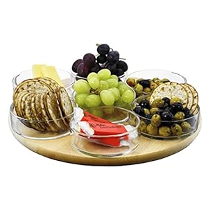 SOLAVIA Tapas Ronde Board En Set van 7 Glazen Schalen Kommen Housewarming Party Keuken Home Accessoire D35cm