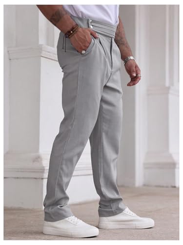 Floerns Men's Classic Fit Dress Pants Plicated Pleated Zipper Performance Suit Pants4