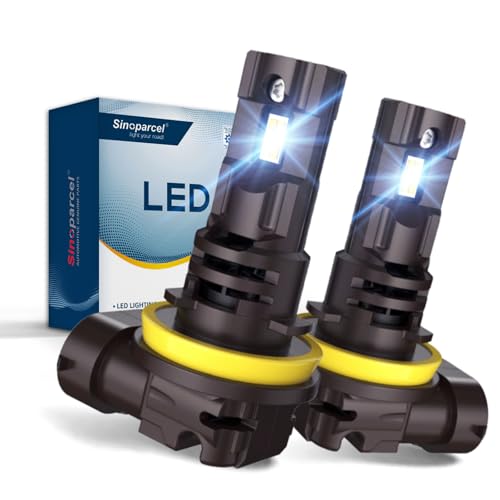 Sinoparcel 2025 Améliorée H8/H11 LED Ampoule de Phare, H11 Lampe Anti-erreur Homologuée Ventilée au Remplacer Halogène pour Feux de...