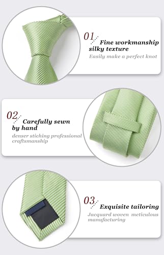 Image of HISDERN Mens Striped Ties Classic Silk Woven Tie and Pocket Square Set Formal Business Necktie Handkerchief for Wedding