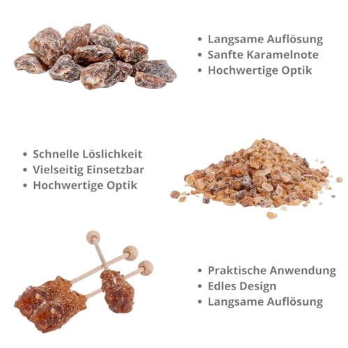 Boomers Gourmet - Kandis Set aus Kandissticks, Kandiszucker grob und fein - 3er Set