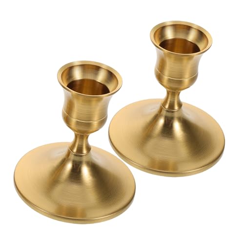 HEALLILY 2pièces Bougeoir Décoratif Vintage Laiton pour Bougies Coniques Décoration de Centre de Table de Mariage Noël